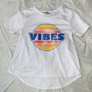 Charlotte Russe Xsmall tshirt with “VIBES” art on front.